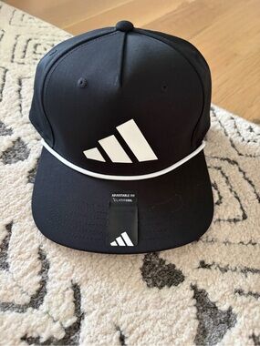 adidas Black Cap with White Logo and White Snap